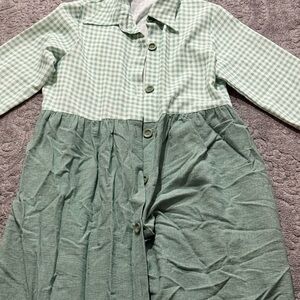 Green Checkered Kids Formal Dress